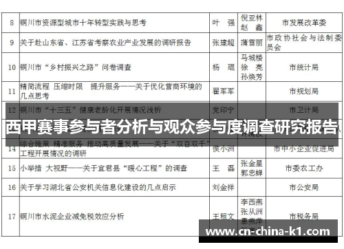 西甲赛事参与者分析与观众参与度调查研究报告